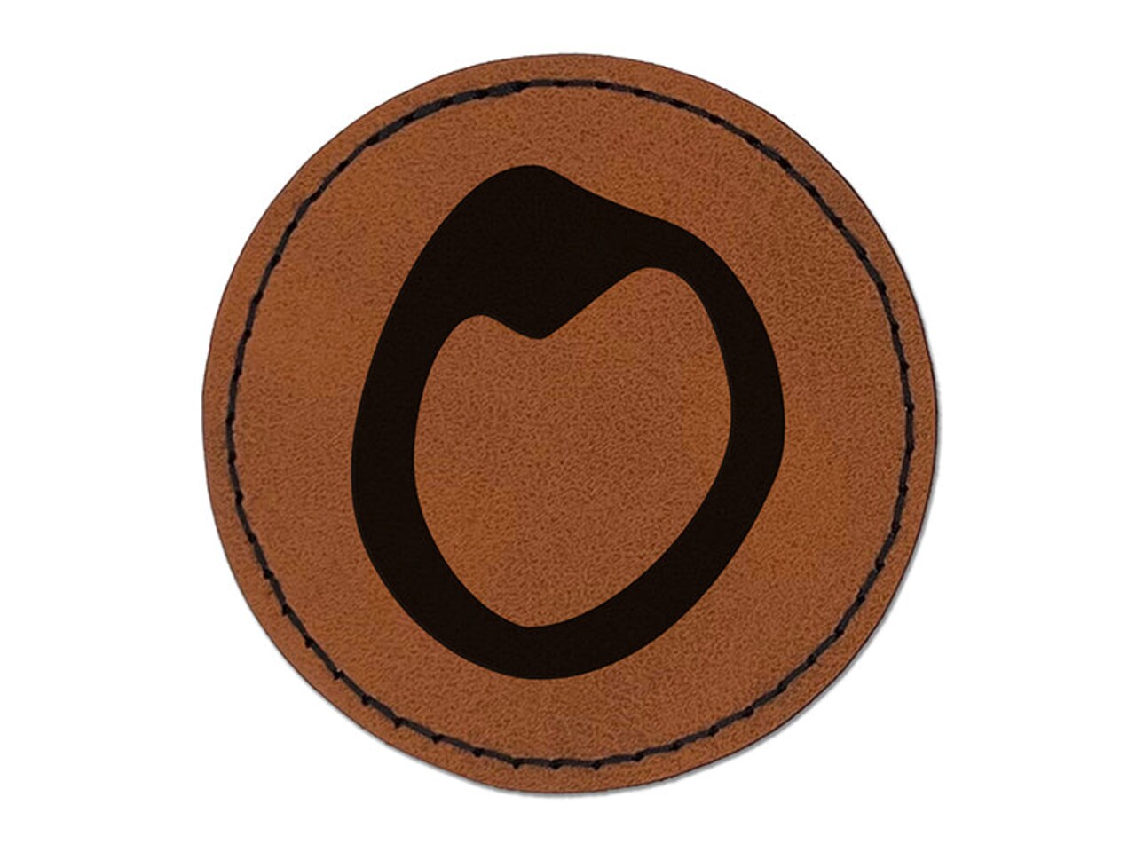 Letter O Uppercase Felt Marker Font Round Iron-On Engraved Faux Leather Patch Applique - 2.5"
